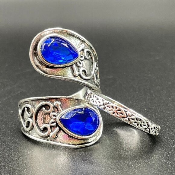 Boho and Bling Faux Sapphire Spoon Ring (dark blue) #1333 - Picture 12 of 12